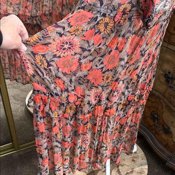 Anthropologie Orange and Gray Long Sleeve Sheer Dress - Picture 9 of 16